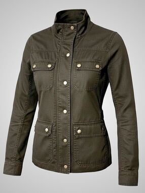J.CREW Womens (XXS) Olive Green Military Field Jacket ZipUp w/Snaps 100%Cotton